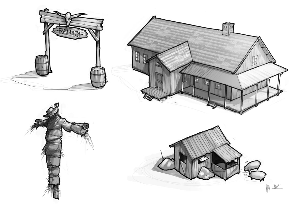 Lead and Gold: Gangs of the Wild West Concept Art (Lead and Gold: Gangs of the Wild West Fansite Kit): Ranch props
