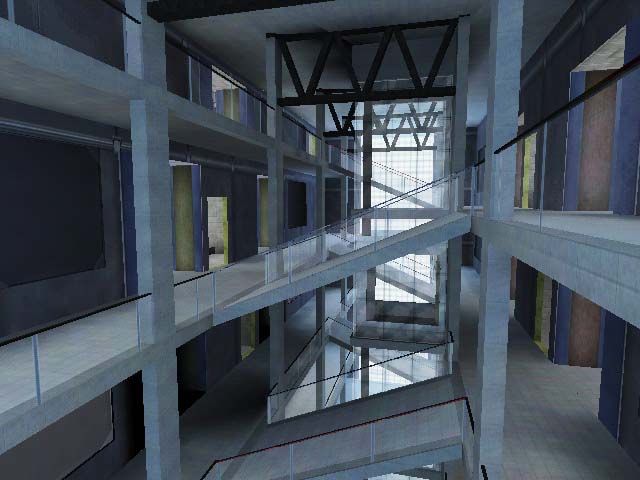 Oni Screenshot (Screenshots): A dizzying shot from inside the TCTF headquarters.