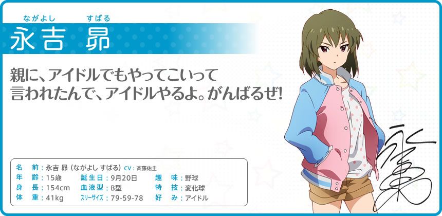 The iDOLM@STER: Million Live! Other (Official site - Character bios): 永吉 昴
