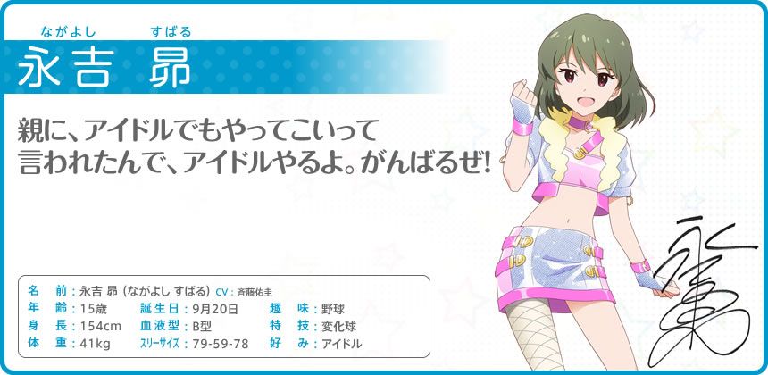 The iDOLM@STER: Million Live! Other (Official site - Character bios): 永吉 昴