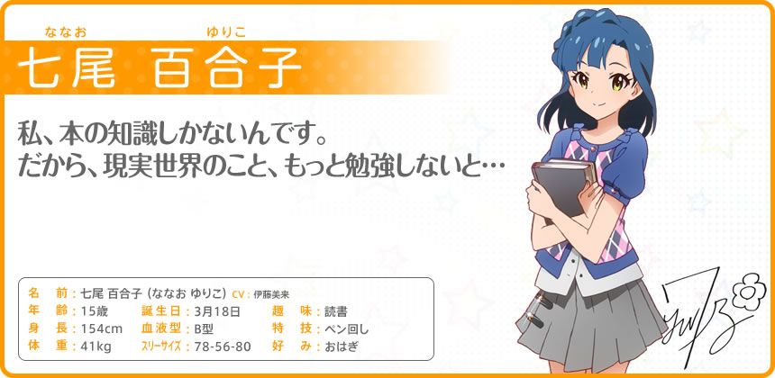 The iDOLM@STER: Million Live! Other (Official site - Character bios): 七尾 百合子