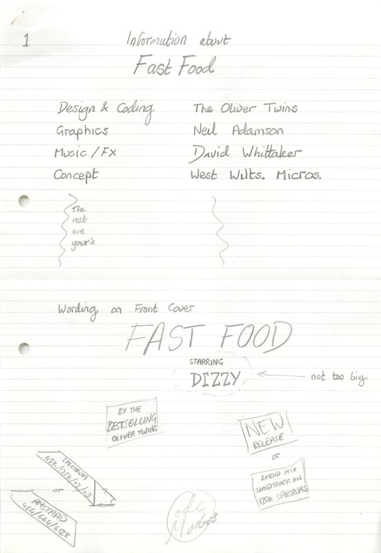 Fast Food Concept Art ("Oliver Twins" developing material ): Information about Fast Food part 1