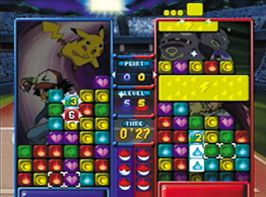 Pokémon Puzzle League Screenshot (Pokémon.com - Official Game Page): String together big moves and knock your opponent out!