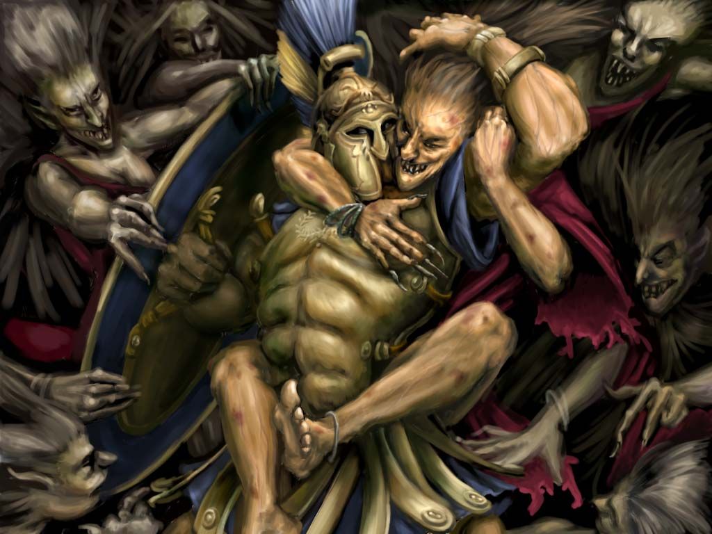 Zeus: Master of Olympus Concept Art (Official website, 2000):<br> Achilles vs Maenads