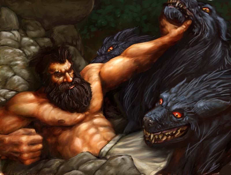 Zeus: Master of Olympus Concept Art (Official website, 2000):<br> Hercules vs Cerberus