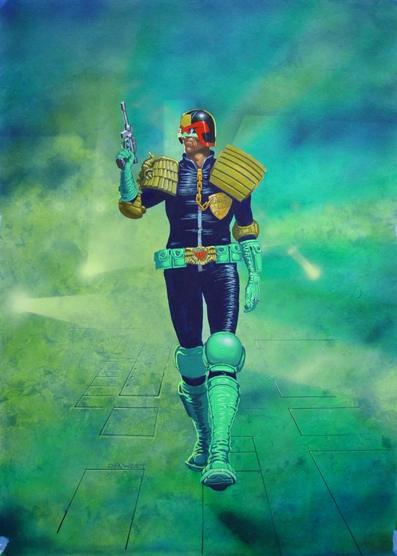 Judge Dredd Concept Art (Dermot Power Art): Front cover 415mm x 600mm (16.5in x 24in).Gouache with acrylic inks.