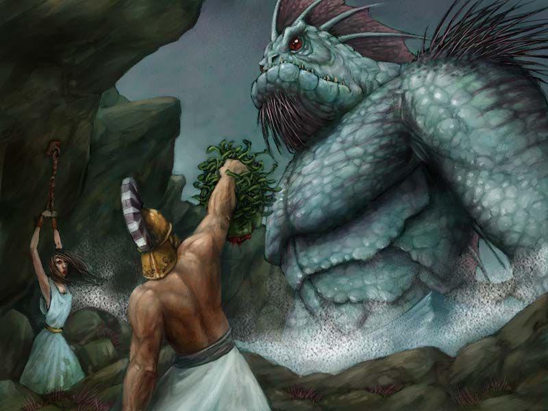 Zeus: Master of Olympus Concept Art (Official website, 2000):<br> Perseus vs Kraken