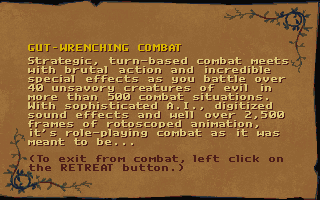Betrayal at Krondor Other (Demo version, 1993-04-30): Game features description