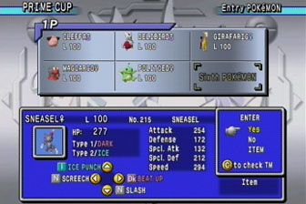 Pokémon Stadium 2 Screenshot (PokémonStadium.com): To help you assemble the best possible team, Pokémon Stadium 2 provides detailed stats of all Rental Pokémon.