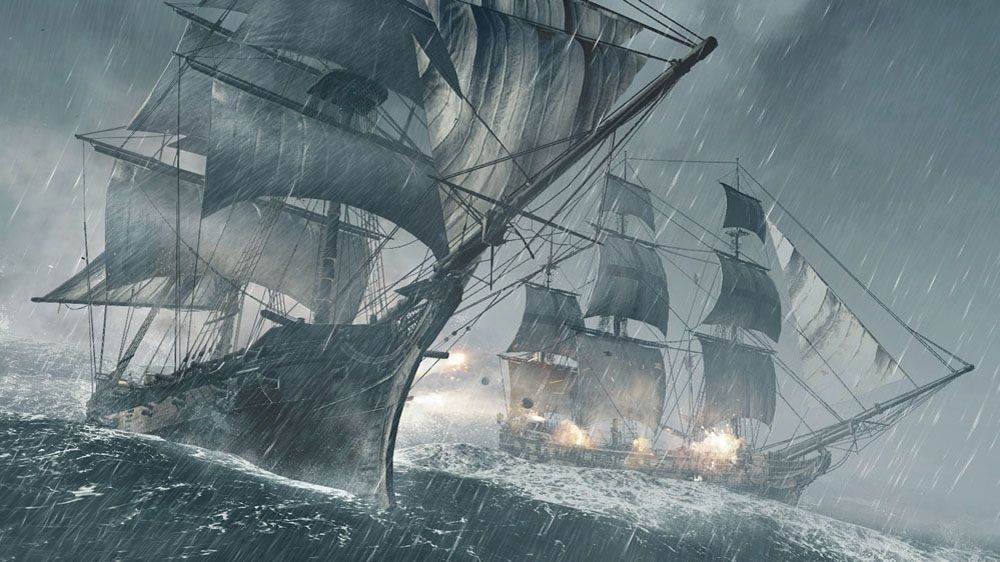Assassin's Creed IV: Black Flag Screenshot (Xbox.com product page): Two ships fighting side by side