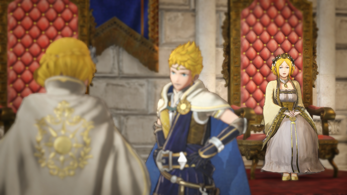 Fire Emblem: Warriors Screenshot (Official Press Kit - In-Game Shots): Yelana watches the two fight
