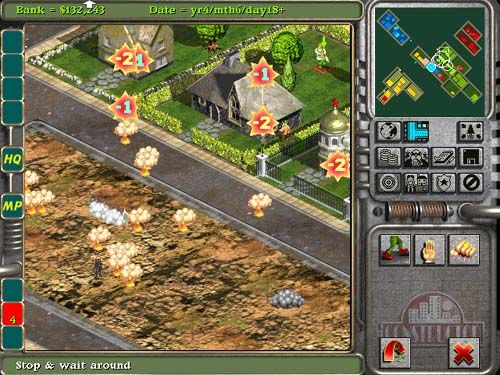 Constructor Screenshot (Acclaim website, 1998): Blowing up one building sets off a chain reaction!