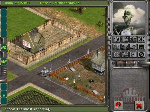 Constructor Screenshot (Acclaim website, 1998): No one wants to move in next to a haunted house.