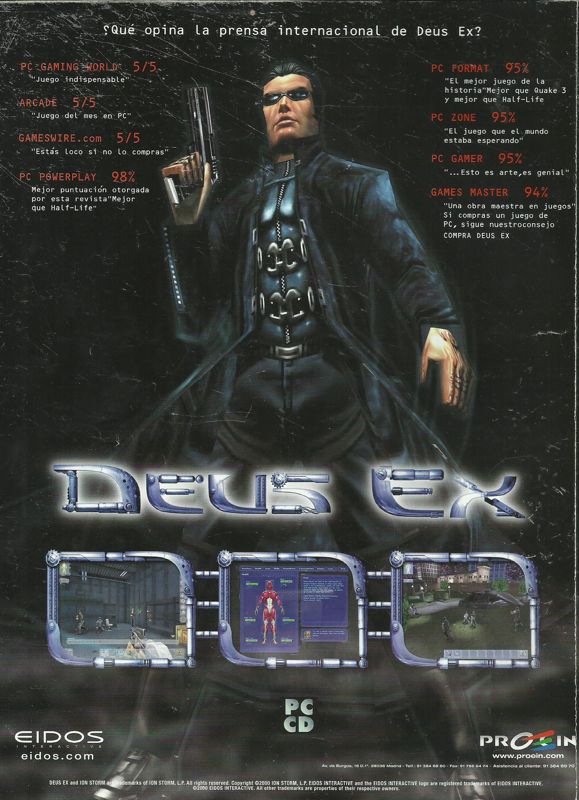Deus Ex Magazine Advertisement (Magazine Advertisements): PC Gamer (Spain), August 2000