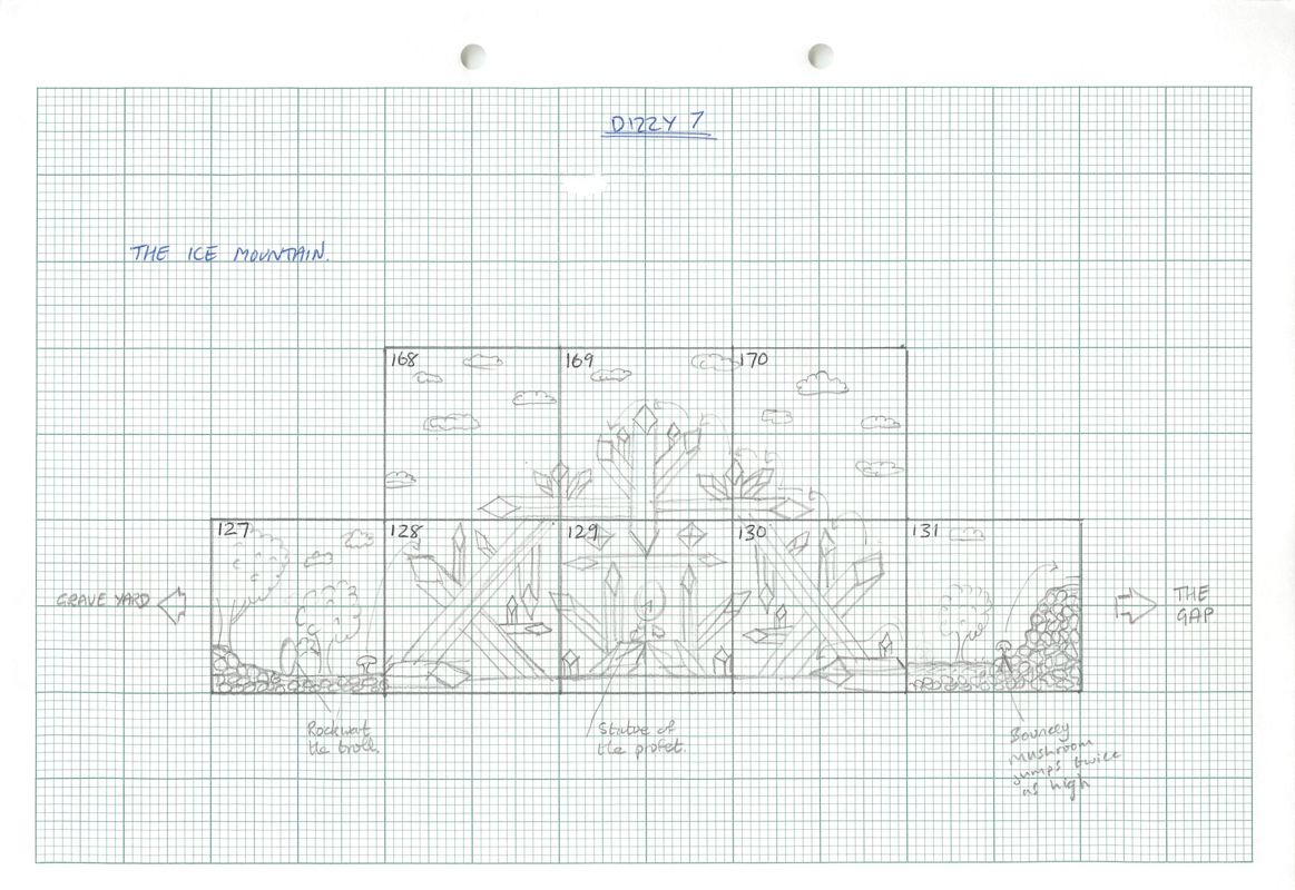 Crystal Kingdom Dizzy Concept Art ("Oliver Twins" developing material ): The Ice Mountain Grids: Scenario map