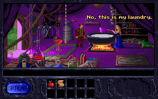 Fables & Fiends: The Legend of Kyrandia - Book One Screenshot (Westwood Studios website, 1997): "Smells good Zanthia, what is it?"