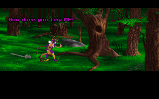 Fables & Fiends: The Legend of Kyrandia - Book One Screenshot (Westwood Studios website, 1997): Malcolm screams at a tree for doing the unthinkable.