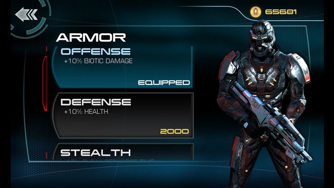 Mass Effect: Infiltrator Screenshot (EA.com Website): Kick More Mass! - Upgrade Your Abilities!