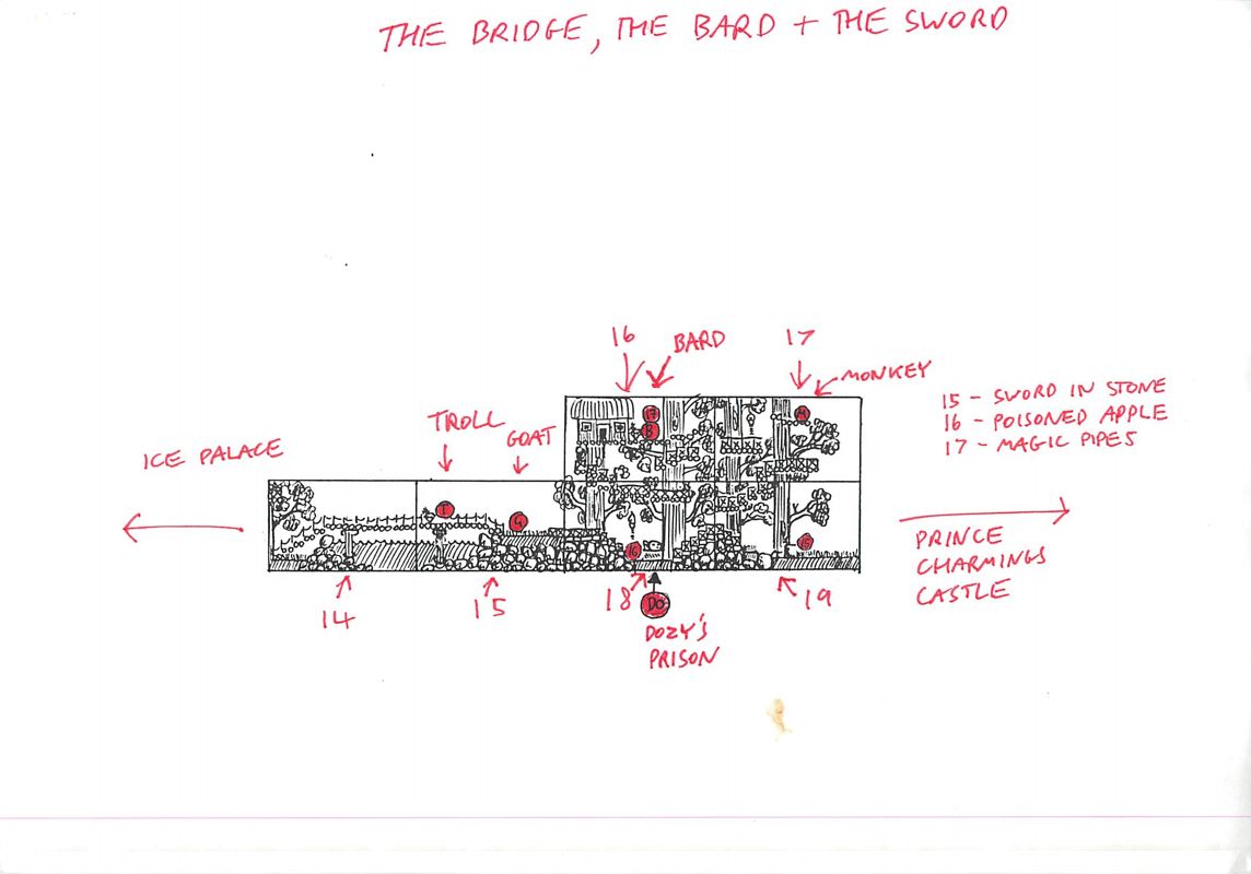 Magicland Dizzy Concept Art ("Oliver Twins" developing material ): Maps: The Bridge, The Bard + The Sword