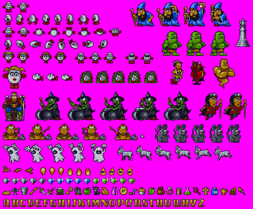 Magicland Dizzy Concept Art ("Oliver Twins" developing material ): Sprites for 16bit Characters, items