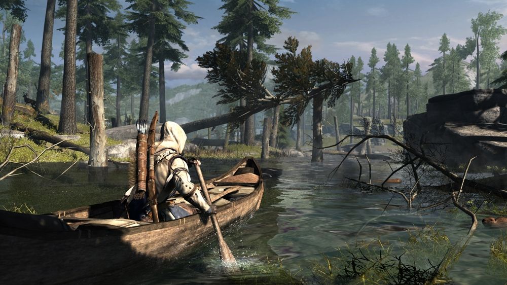 Assassin's Creed III Screenshot (Xbox.com product page): Using a canoe