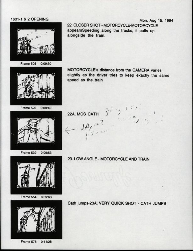 The Last Express Concept Art (Jordan Mechner papers (The Strong, National Museum of Play)): Storyboard segment