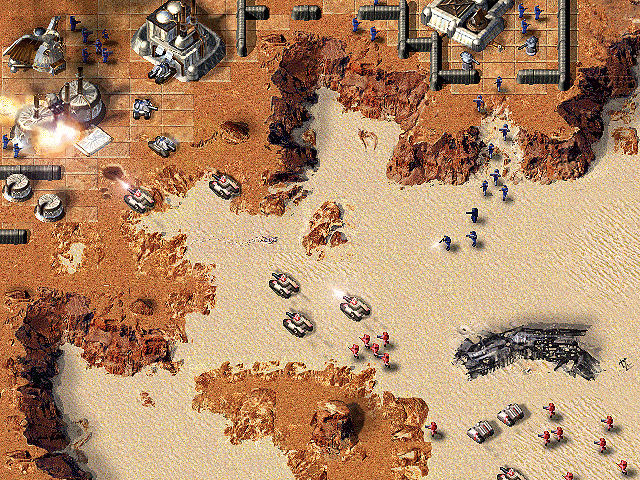 Dune 2000 Screenshot (Computer Games Online preview, 1998-02-12): C&C's dad gets quite a facelift