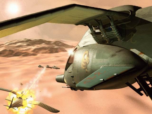 Dune 2000 Screenshot (Computer Games Online preview, 1998-02-12): This time around rendered cut scenes and cinematics styled after the movie's look should provide more atmosphere to the game