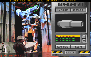 Metaltech: EarthSiege Screenshot (Preview screenshots, 1994-05-26): Armory (shell)