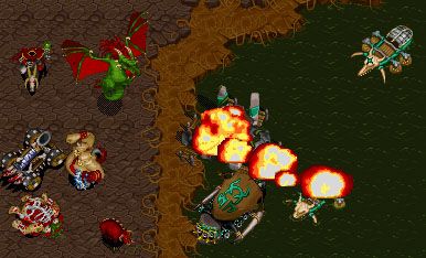 WarCraft: Battle Chest Screenshot (Blizzard Entertainment website, 1996): Two Orcish clans clash on the shores of Draenor.