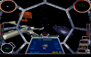 Star Wars: TIE Fighter - Collector's CD-ROM Screenshot (LucasArts website, 1996): This screenshot is shown on the back of the original TIE Fighter box.