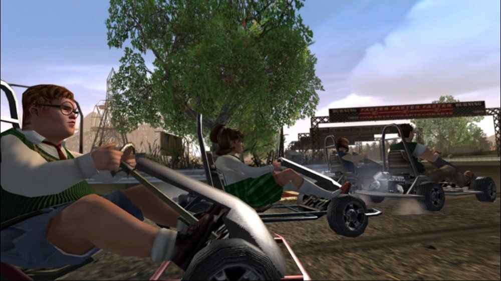 Bully: Scholarship Edition Screenshot (Xbox.com product page): Driving in go-karts