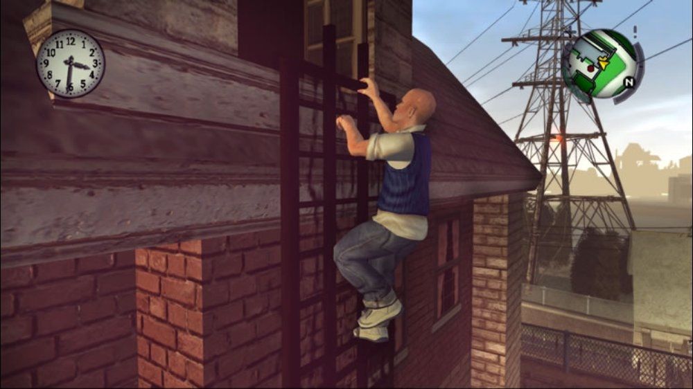 Bully: Scholarship Edition Screenshot (Xbox.com product page): Climbing a ladder