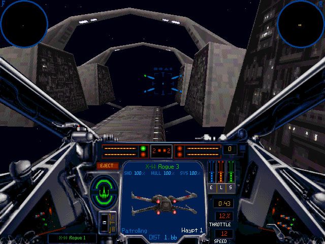 Star Wars: X-Wing Vs. TIE Fighter - Balance of Power Campaigns Screenshot (LucasArts website - press release (1998)): X-Wing flying through a starship factory