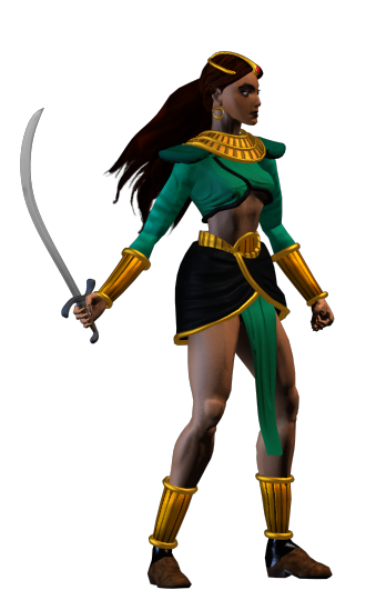 Diablo II Render (Player Characters Artwork): Sorceress - Side with Scimitar