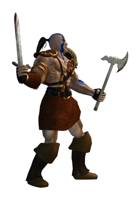 Diablo II Render (Player Characters Artwork): Barbarian - Light Armor and Two Weapons