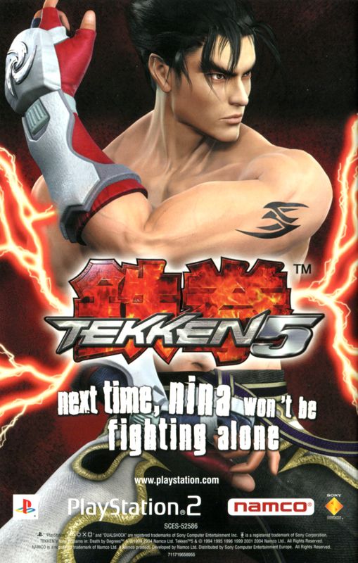 Tekken 5 Manual Advertisement (Game Manual Advertisements): Death by Degrees (UK), PS2 release (back cover)