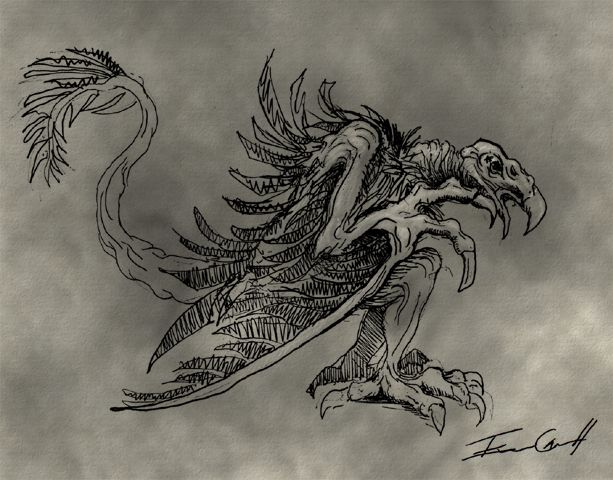 Diablo II Concept Art (Monster Artwork): Vulture on Paper 1