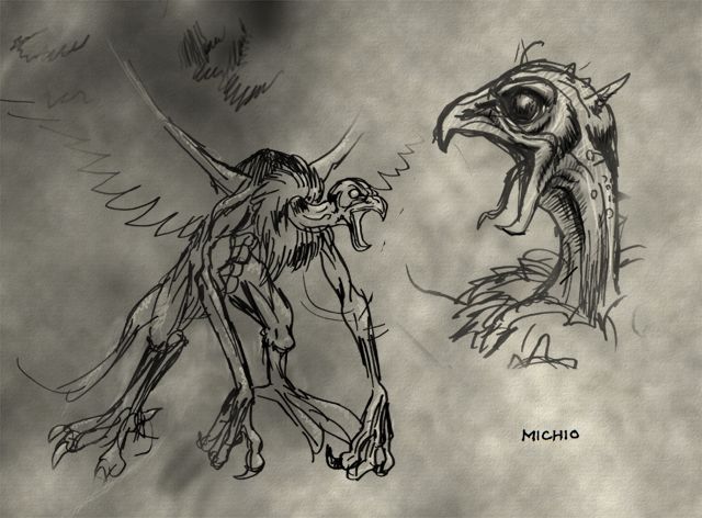 Diablo II Concept Art (Monster Artwork): Vulture on Paper 2