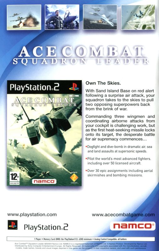 Ace Combat 5: The Unsung War Catalogue (Catalogue Advertisements): Namco 50 Anniversary Software Catalog (SCES-52586)