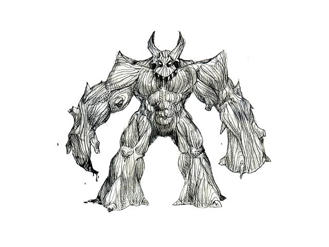 Diablo II Concept Art (Monster Artwork): Thorned Hulk Sketch