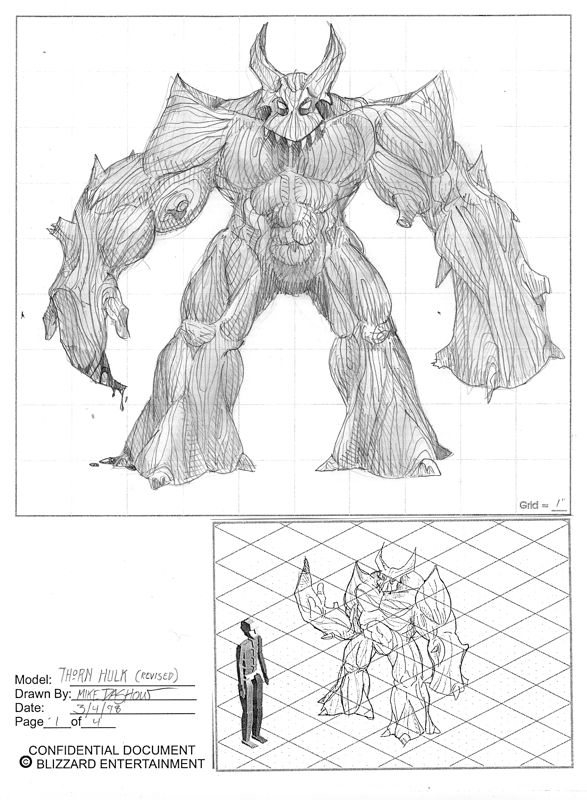 Diablo II Concept Art (Monster Artwork): Thorned Hulk Front