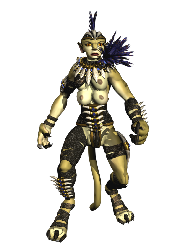 Diablo II Render (Monster Artwork): Panther Woman Mohawk
