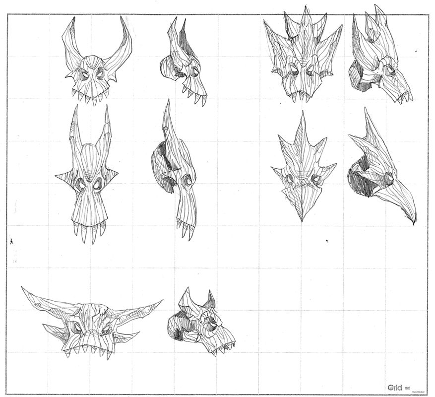 Diablo II Concept Art (Monster Artwork): Thorned Hulk Heads