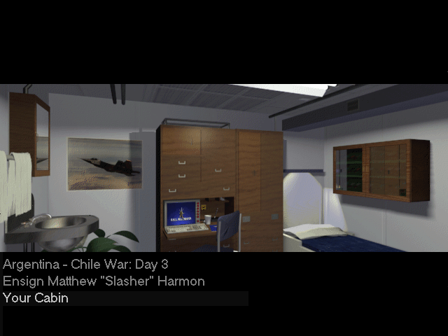 JetFighter III Screenshot (Demo slide show, 1997-09-16): The Cabin contains your terminal and medals case