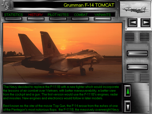 JetFighter III Screenshot (Demo slide show, 1997-09-16): The on-line Encyclopedia contains over 500 photos and drawings