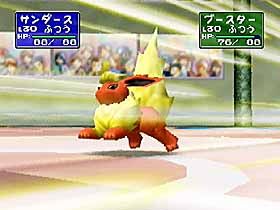 Pocket Monsters Stadium Screenshot (Nintendo.co.jp - Official Game Pages): 受けて立つブースター。よく似たタイプだけに、激戦は必至だ！