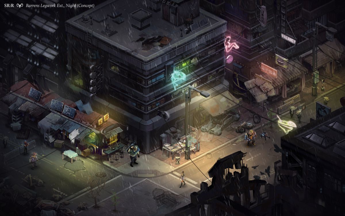 Shadowrun Returns Concept Art (Official Website): Barrens Street Night