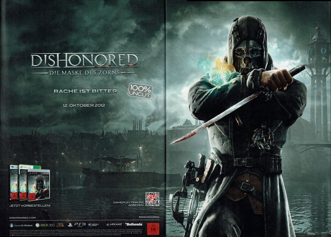 Dishonored Magazine Advertisement (Magazine Advertisements): GameStar (Germany), Issue 10/2012
