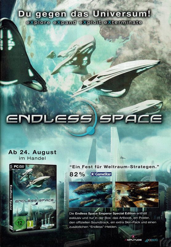 Endless Space Magazine Advertisement (Magazine Advertisements): GameStar (Germany), Issue 10/2012